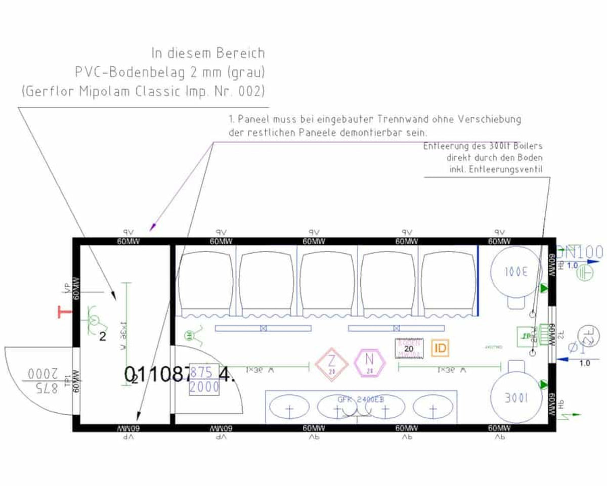 20′ Duschcontainer (Enzianblau)