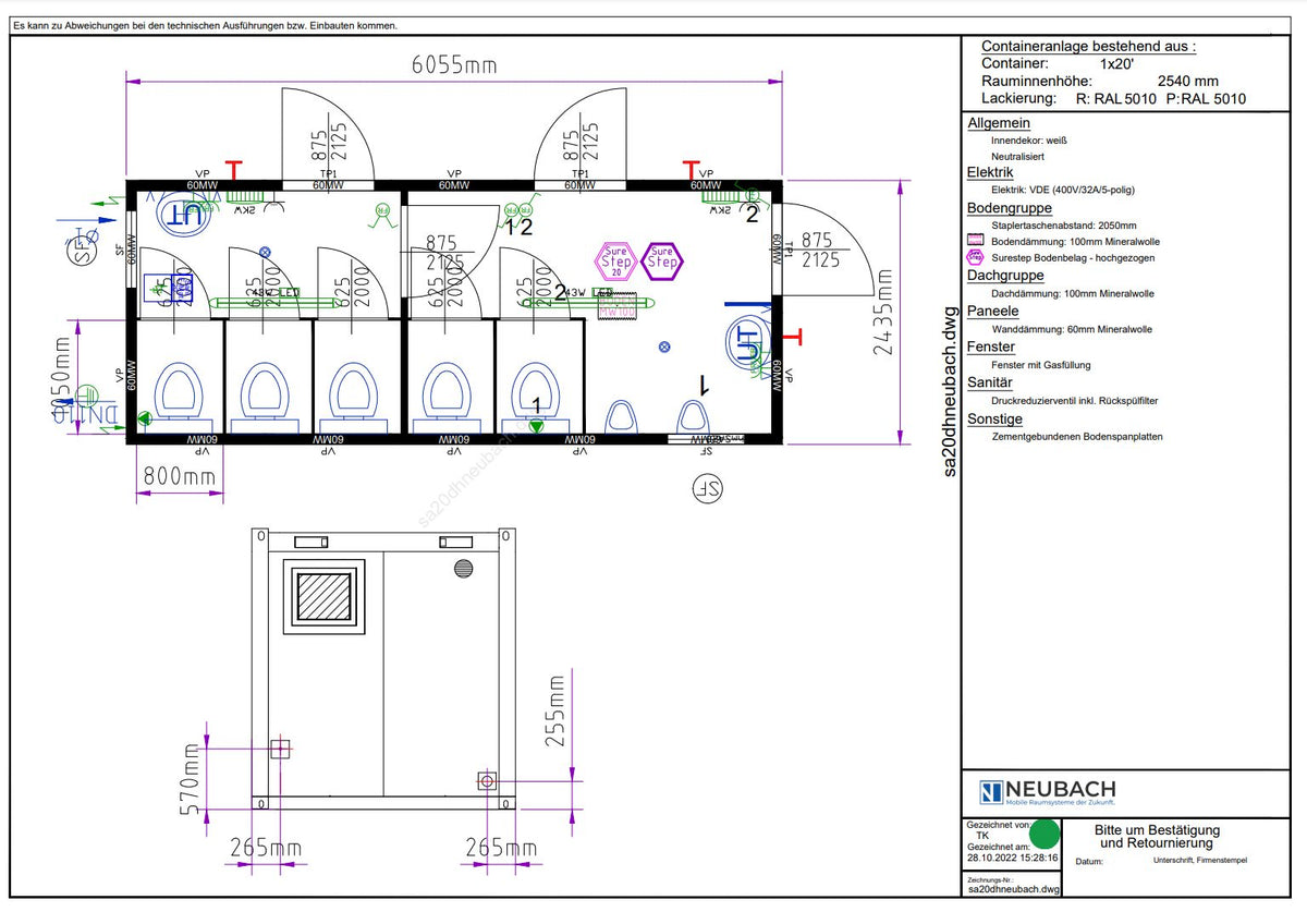 Sanitär / WC Damen / Herren 20'