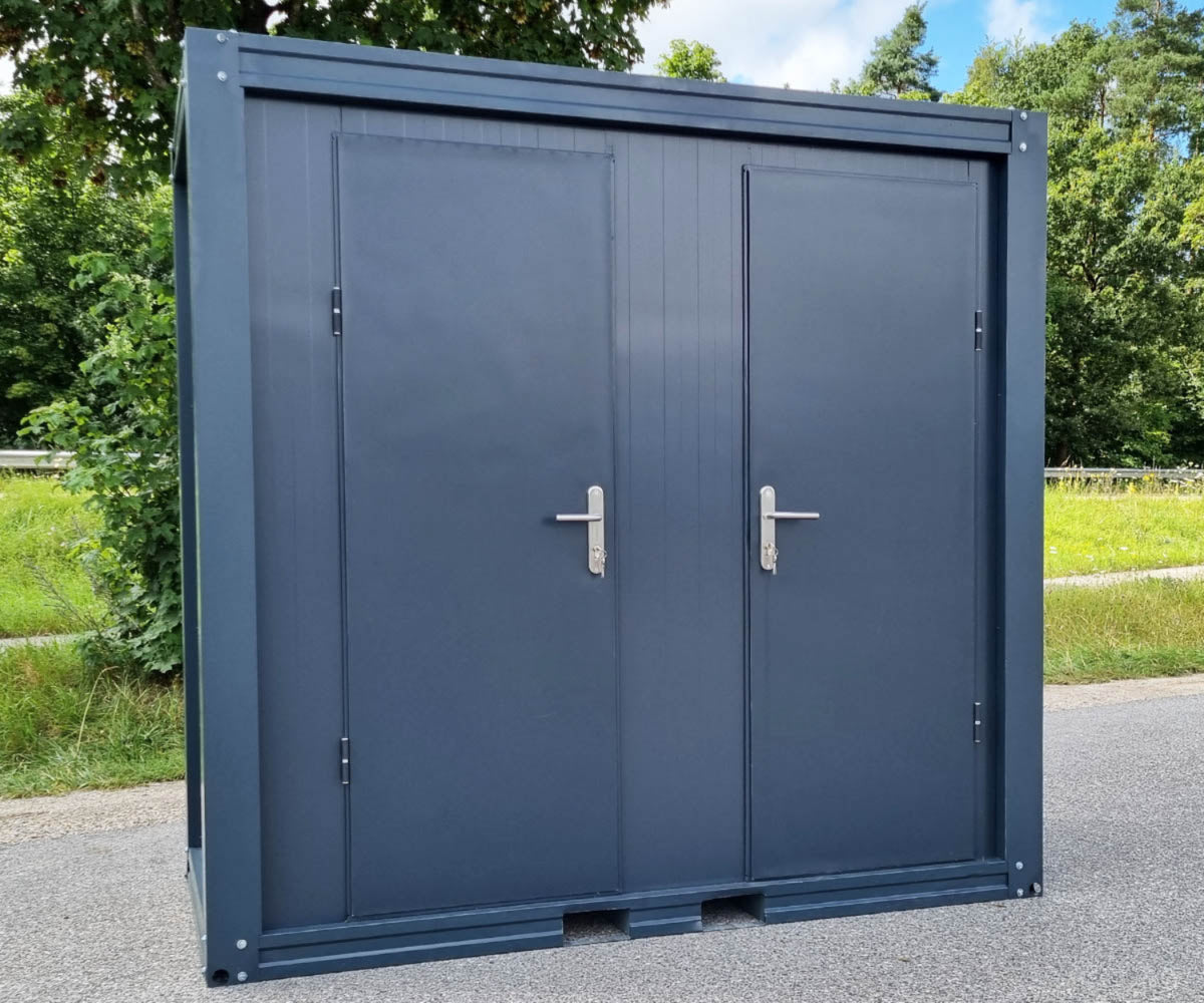 WC Sanitärcontainer mit Doppelkabine - für Mann und Frau - Anthrazit